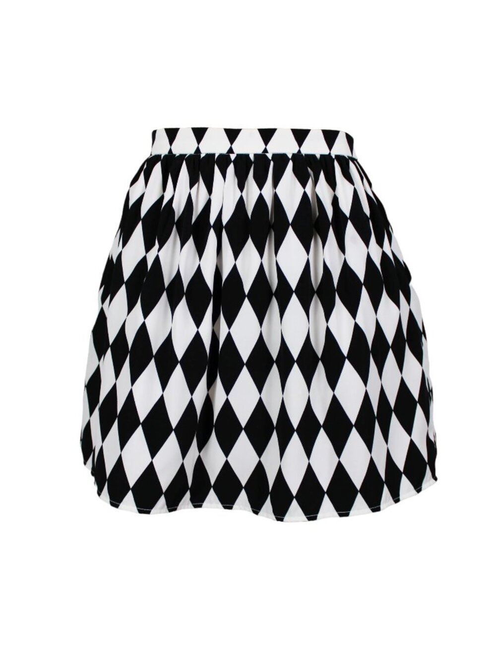 dina be Harlequin Diamond Pleated Alt-Goth Mini Skirt (M)